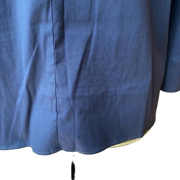 Halogen Blue Tie-Front Top Size Large Petite | 3/4 Sleeve Workwear Blouse - Picture 12 of 14